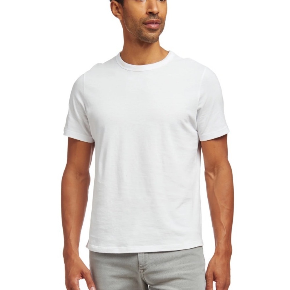 Mott & Bow Mens Driggs Classic Crew Curved Hem White Cotton Tee Shirt XL